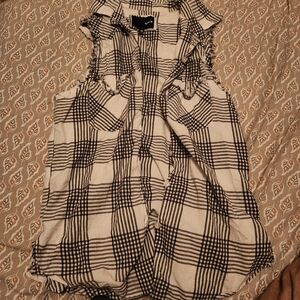 Hurley Black and White Plaid Sleeveless Shirt